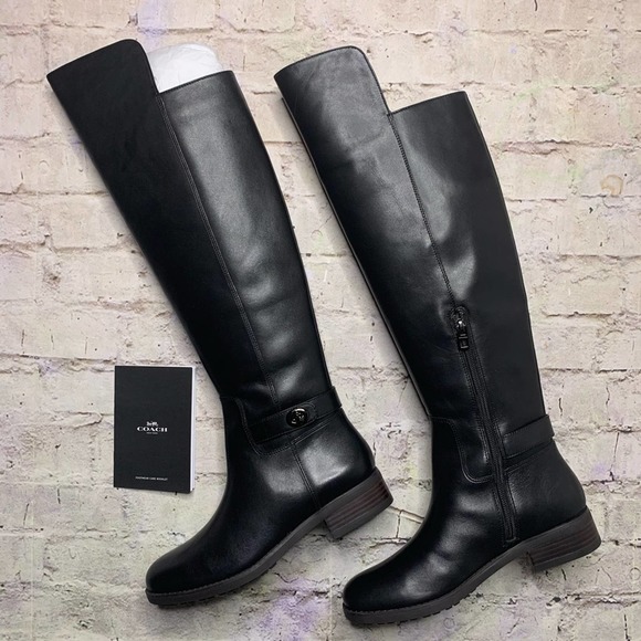 NEW Coach Emmie Semi Matte Calf Boots - Picture 1 of 12